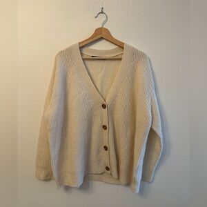 Quince Mongolian Cashmere Oversized Boyfriend Cardigan Sweater